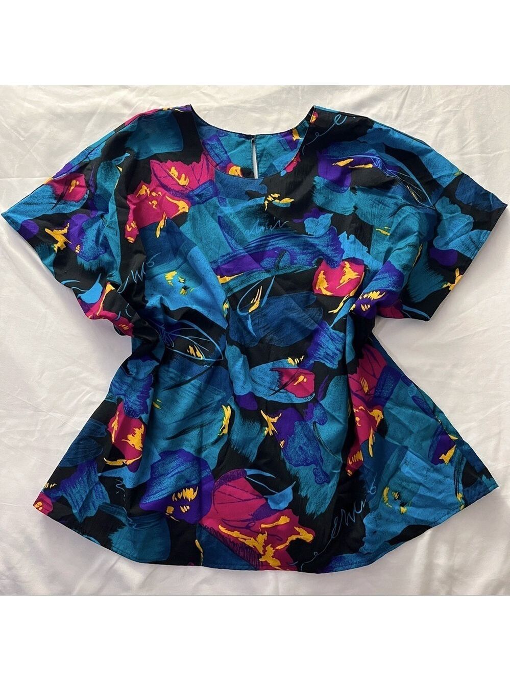 Vintage 80s Mr. Max Abstract Floral Blouse Plus Size 20